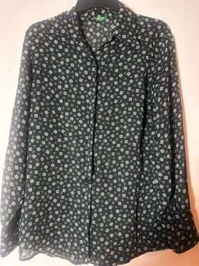 Benetton XL  Geometric Preppy Top